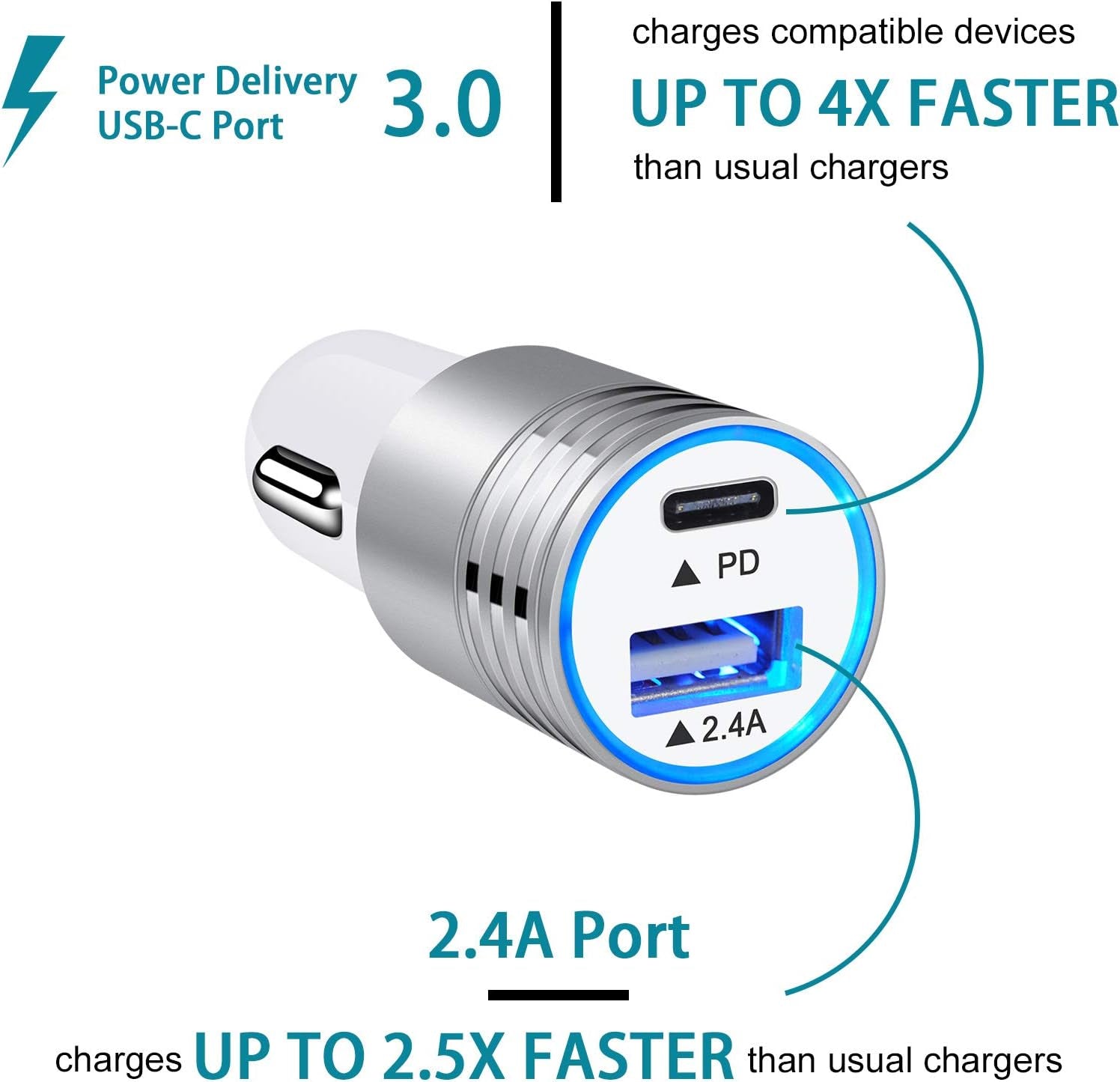 USB C Car Charger Fast Charging C Cord for Samsung Galaxy A17 A16 5G S24 S23 A15 A14 A25 S22 S21 Ultra/S21+/S20 Fe/Note 20 S10E S9 A71 A72 A52 A32,Iphone 16 Pro Max 15,30W Phone Automobile Adapter