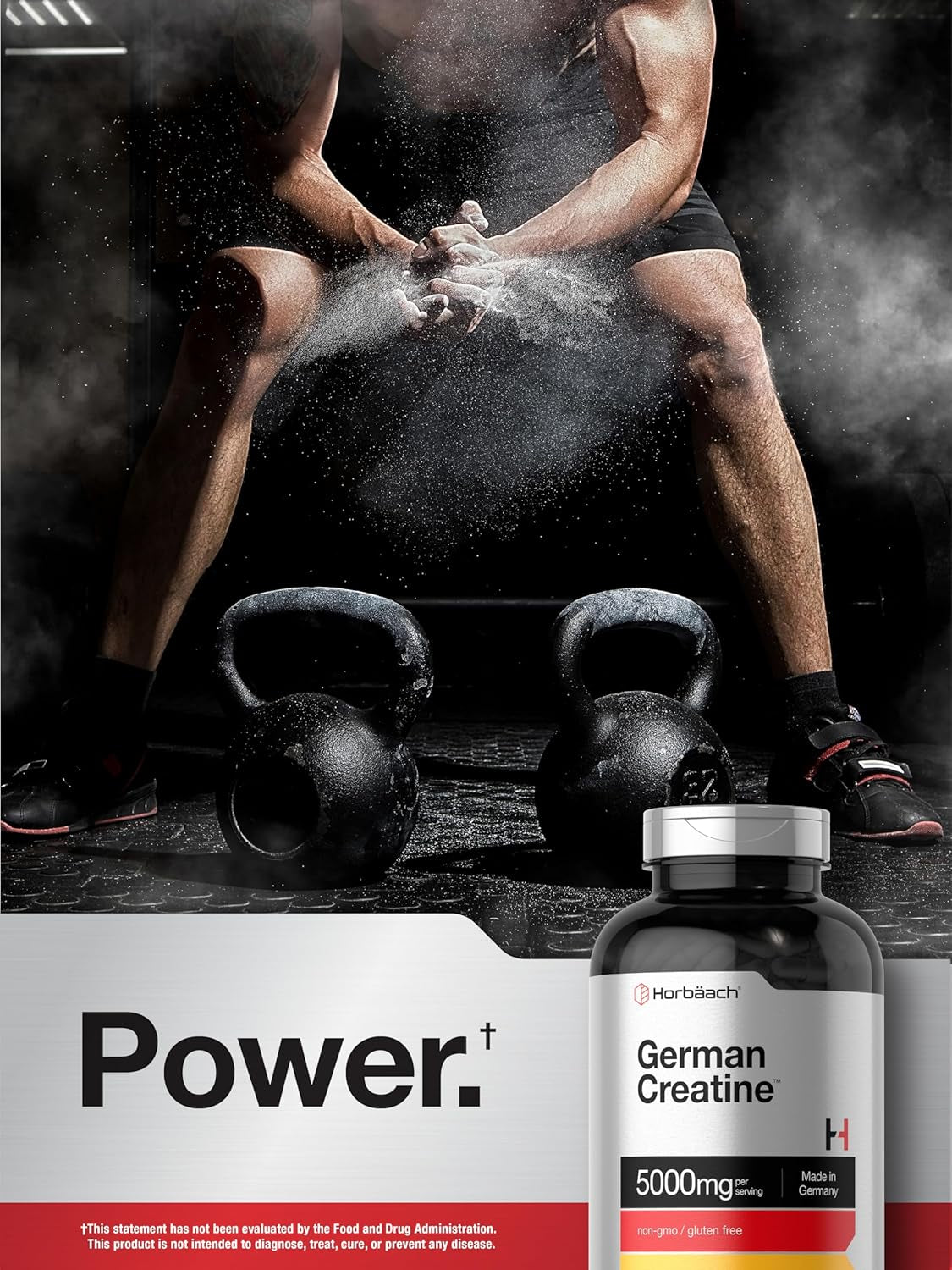 Horbaach German Creatine Monohydrate | 5000Mg | 250 Powder Capsules | Non-Gmo & Gluten Free Supplement
