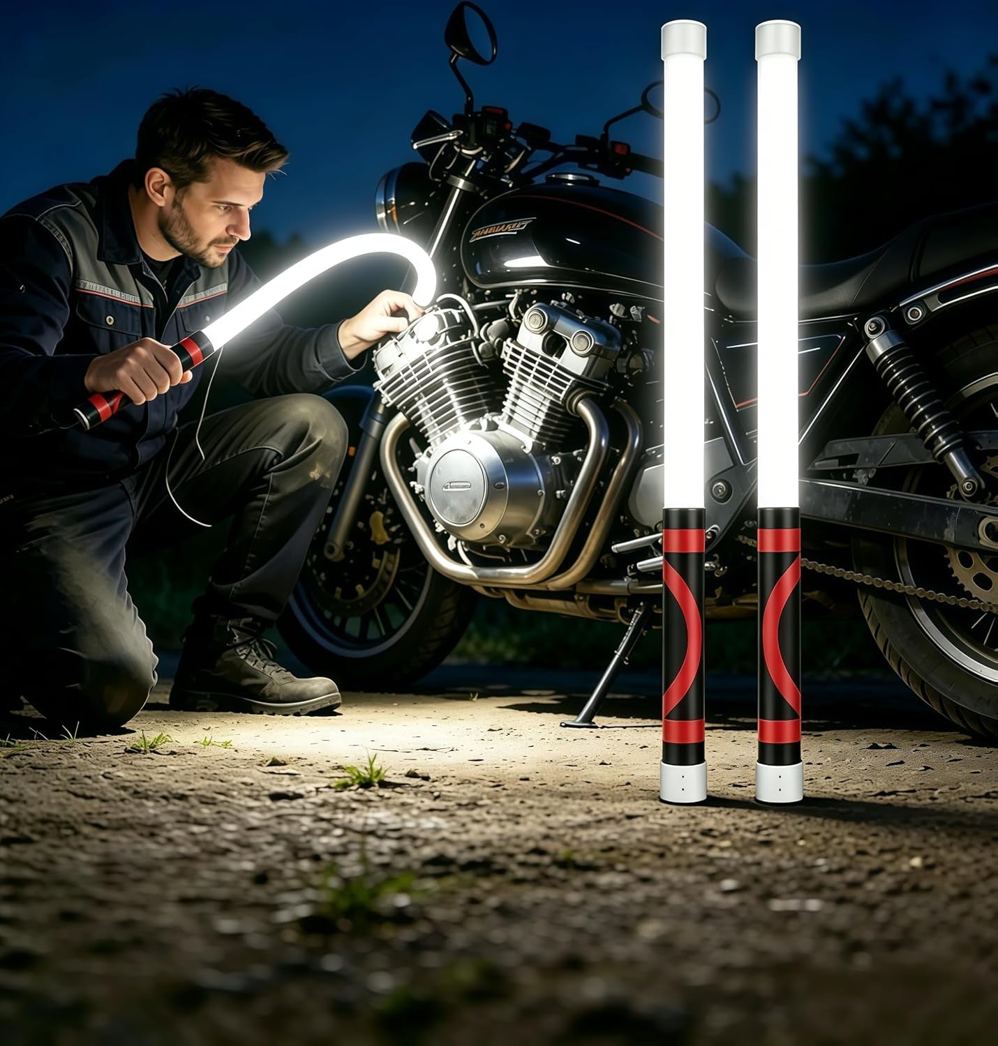 Flexible LED Light Stick | 27" Rechargeable Bendable Flashlight with 3 Brightness Modes | High Lumen Work Light for Car Repairs, Mechanical Inspection & Tight Spaces | LED Flashlight Stick