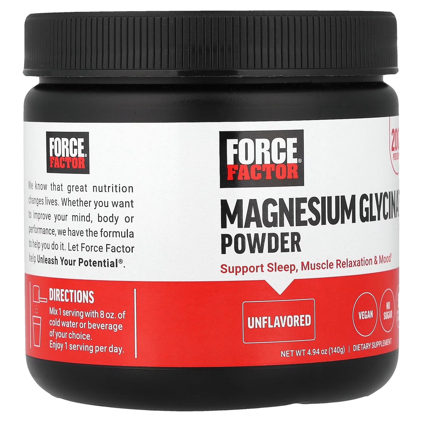 Magnesium Glycinate Powder, Unflavored, 4.94 Oz (140 G)