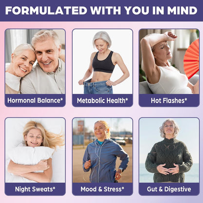 Menopause Supplements for Women, 120 Servings & 0 Sugar Menopause Gummies, Menopause Relief with Black Cohosh, Ashwagandha & Probiotics - Menopause Belly, Hormone Balance, Night Sweats & Mood Swings