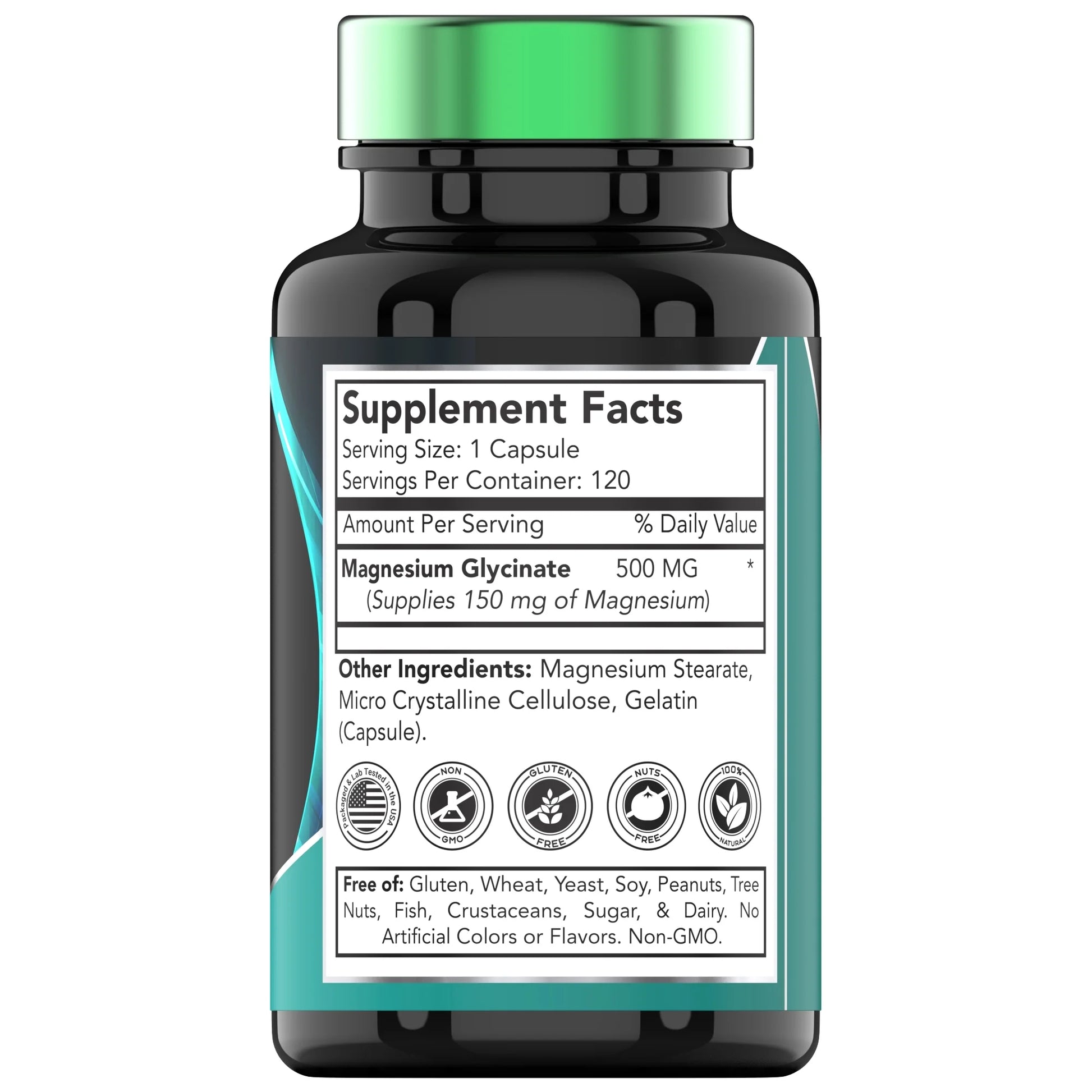 Magnesium Glycinate 500 Mg per Capsule Dietary Supplements for Sleep Mood Stress Muscle and Nerve Health, 120 Count