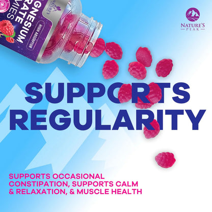 Magnesium Citrate Gummies - High Absorption Magnesium Citrate Gummy Supplement - Natural Bone, Nerve, Muscle, Calm, & Relaxation Support for Adults - Raspberry Flavor, Gluten Free, Vegan, 120 Gummies