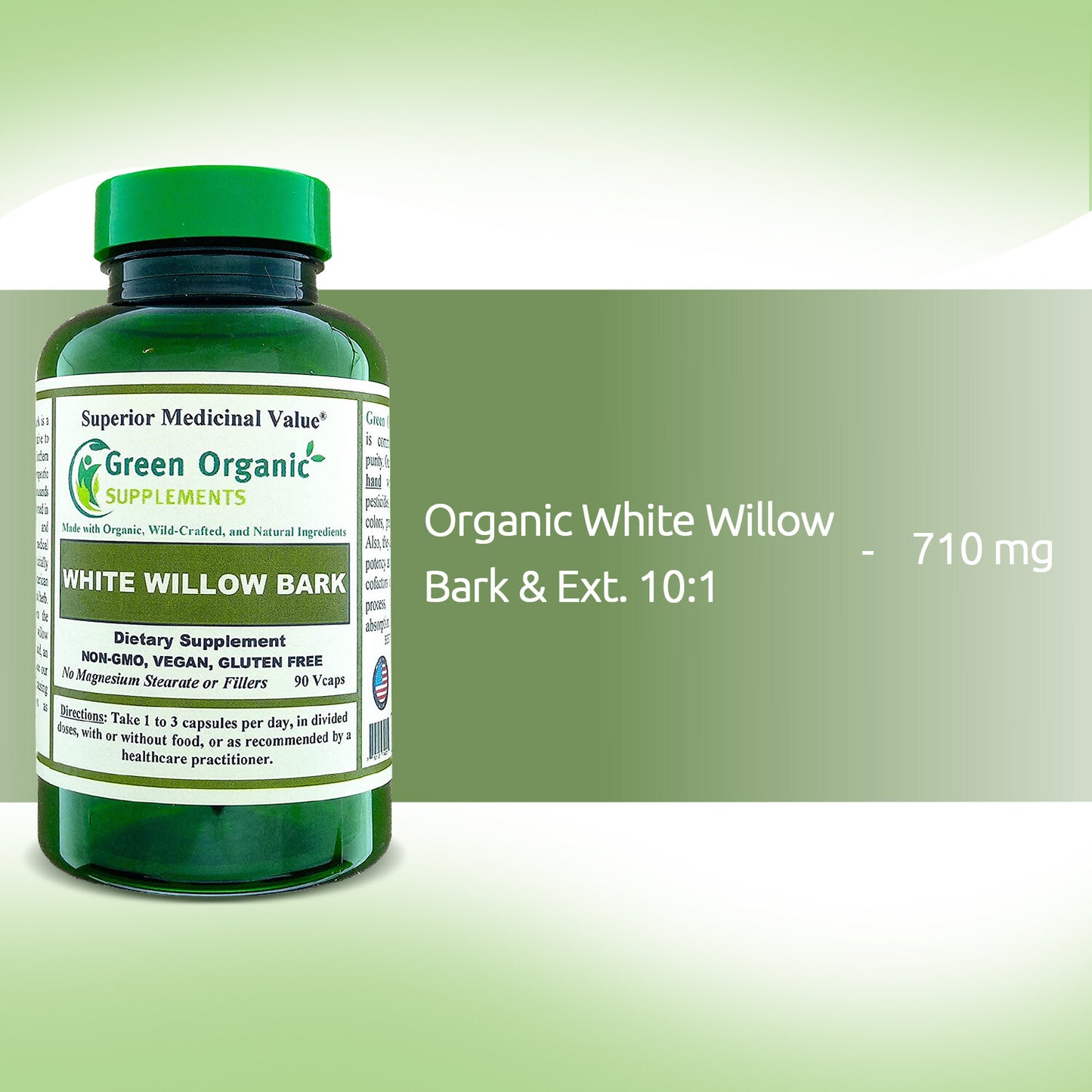 White Willow Bark Capsules 90 Veg Caps, 710Mg Willow Bark Extract, Non GMO