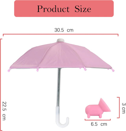Cell Phone Umbrella for Sun Shade, Universal Adjustable Stand with Cute Piggy Suction Cup, Outdoor Anti-Reflective Glare Blocking Cell Phone Sun Visor, Pink