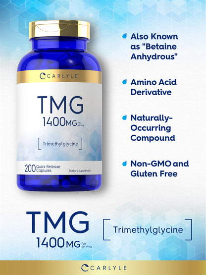 TMG Supplement 1400Mg | 200 Caplets | Trimethylglyci