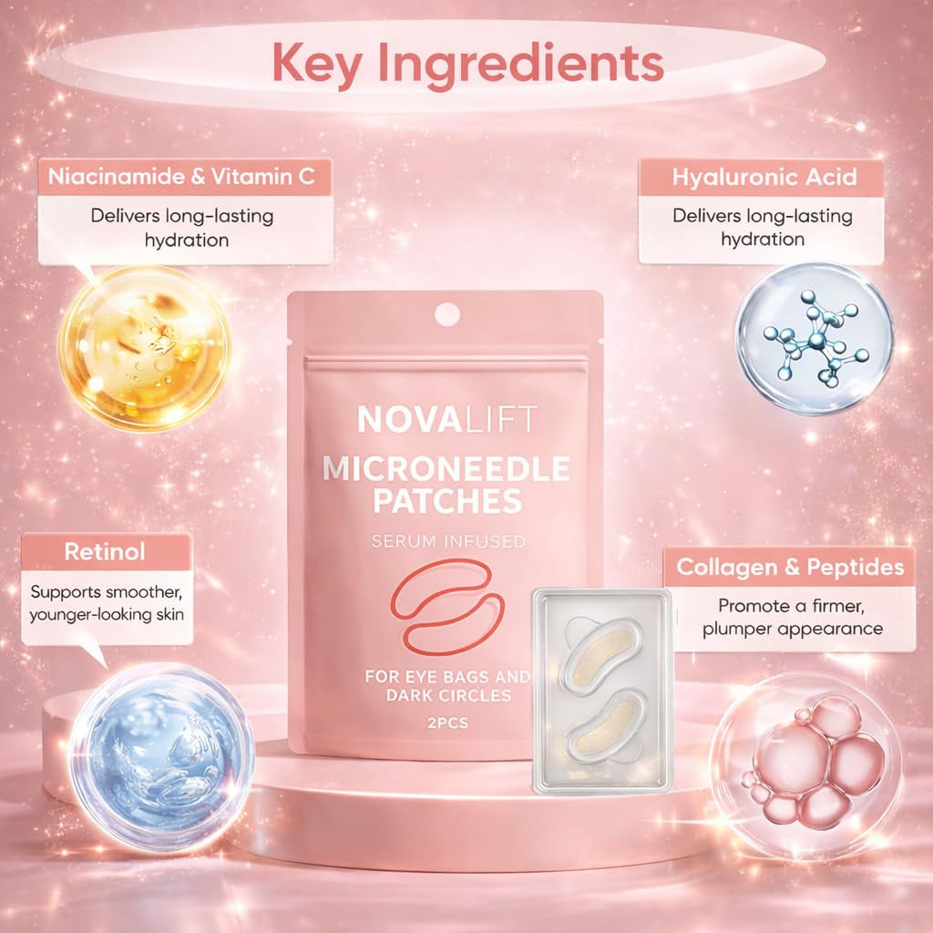 Micro Eye Patches – under Eye Patch with Hyaluronic Acid & Collagen for Dark Circles, Smooth Application Forehead & Smile Line Patches for Women (2)