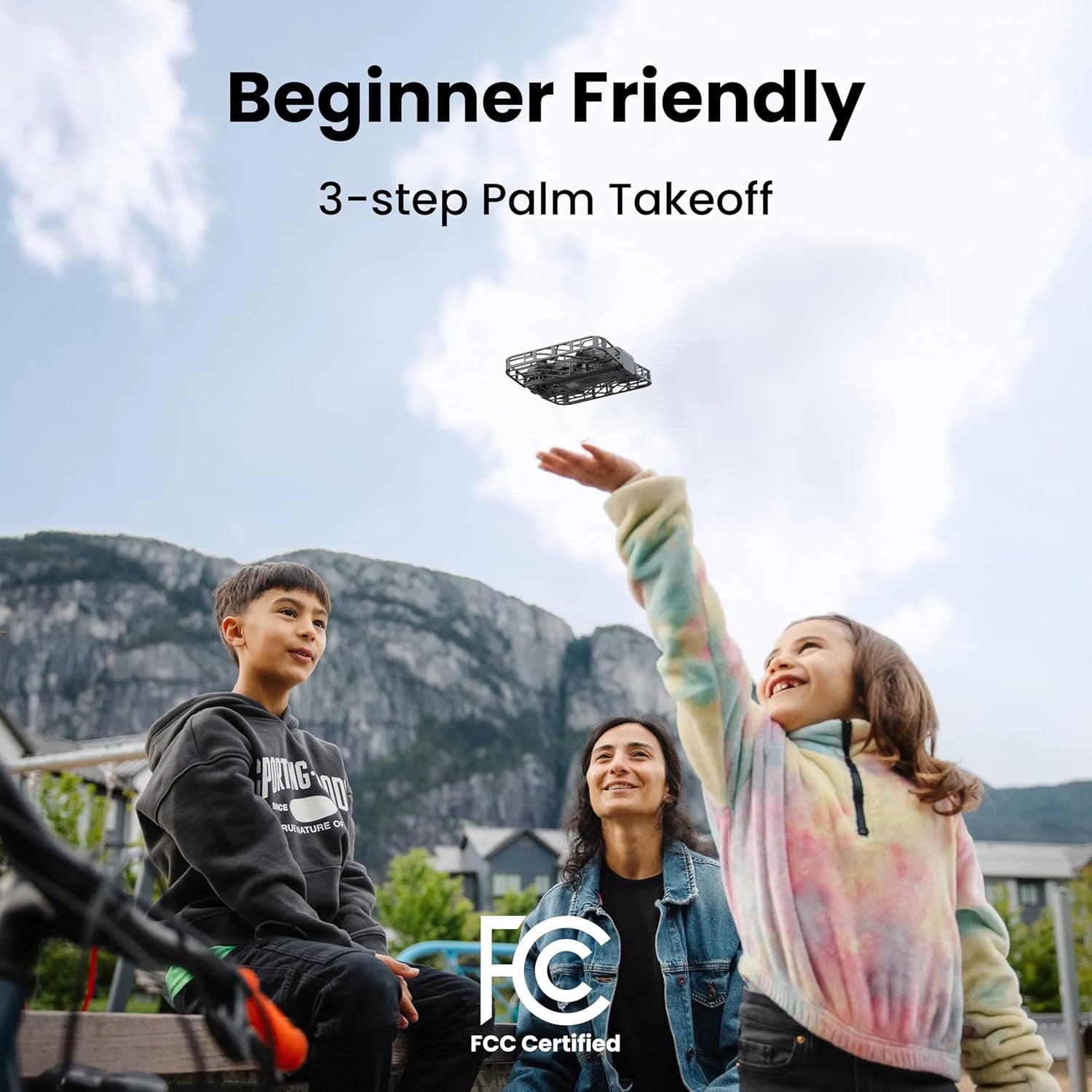 X1 Drone with Camera, Follow-Me Drone with Self-Flying Mode, Foldable Mini Drone with HDR Video Capture, Palm Takeoff, Intelligent Flight Paths, Hands-Free Control Black (Combo)