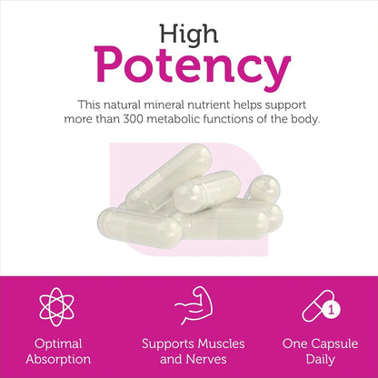 Magnesium Citrate 200 Mg Capsules, Advanced Magnesium Supplements for Muscle & Nerve Health, Bioactive Magnesium, 250 Capsules