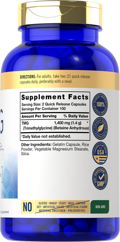 TMG Supplement 1400Mg | 200 Caplets | Trimethylglyci