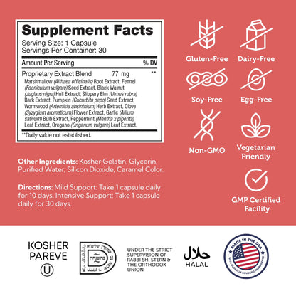 Paraguard Capsules, 30 Count, Gut Health Supplement & Digestive Support with Wormwood, Garlic, Pumpkin Seed, Clove