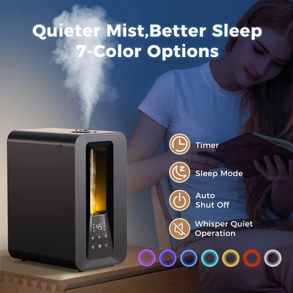 6L Cool Mist Humidifier, Quiet Ultrasonic Humidifiers for Bedroom, Large Capacity with Oil Diffuser for Home Large Room