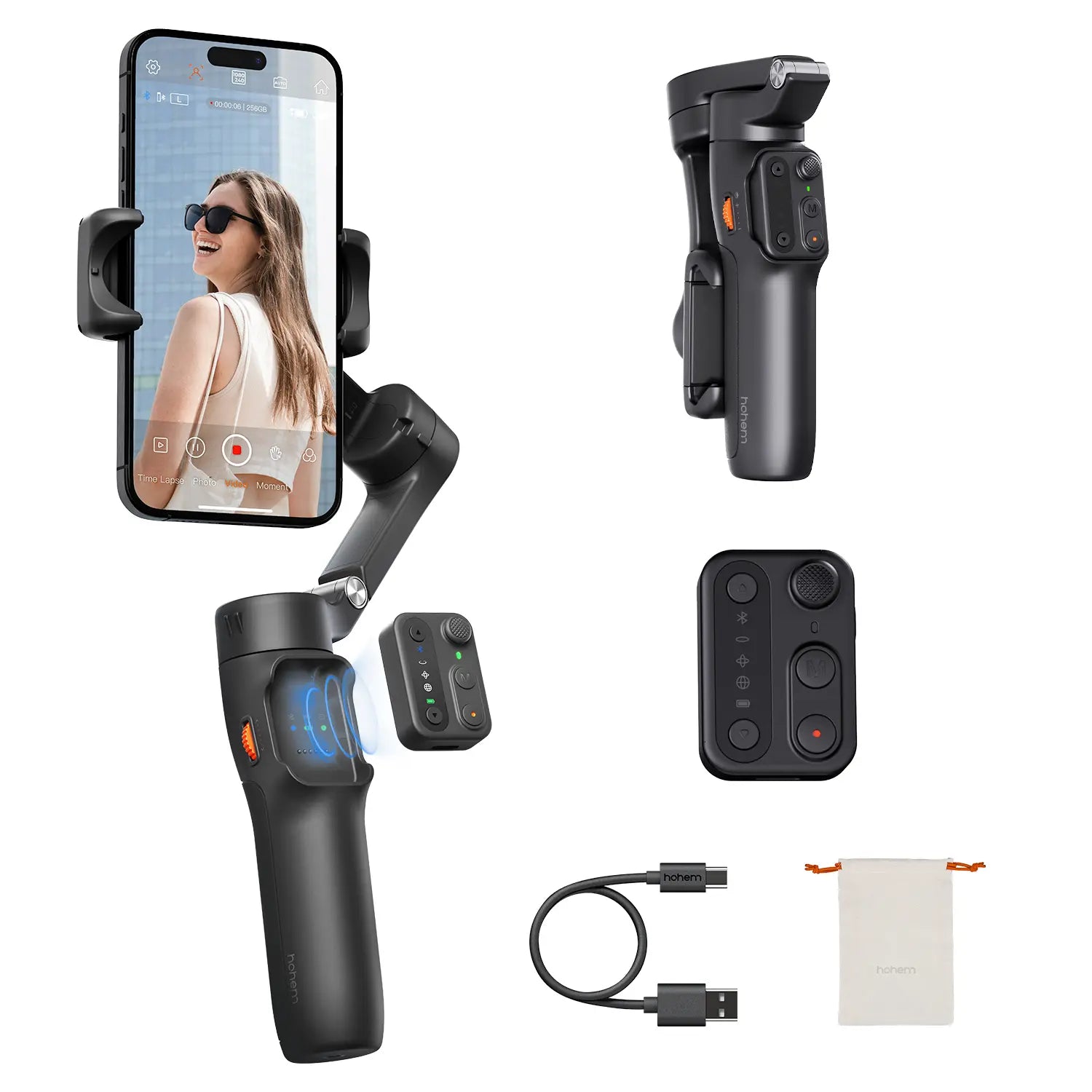 Hohem Isteady X3 SE Gimbal Stabilizer for Iphone & Android, Smartphone Foldable Gimbal with Detachable Remote Control, Portable Foldable 3-Axis Phone Gimbal for Android & Iphone17 Series, Ideal for Travel Vlogging