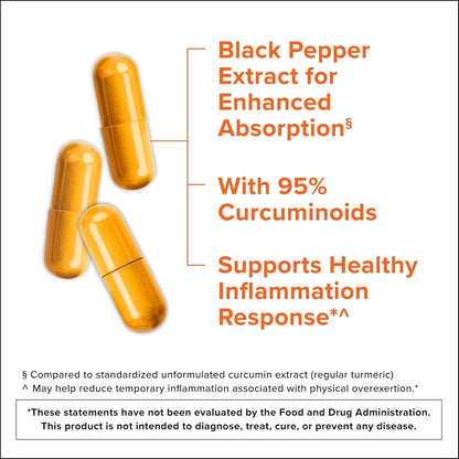 Turmeric Curcumin with Black Pepper & Ginger, 2400Mg Turmeric Extract with 95% Curcuminoids, Extra Strength Supplement, Enhanced Absorption, Joint Support Supplement, 105 Count