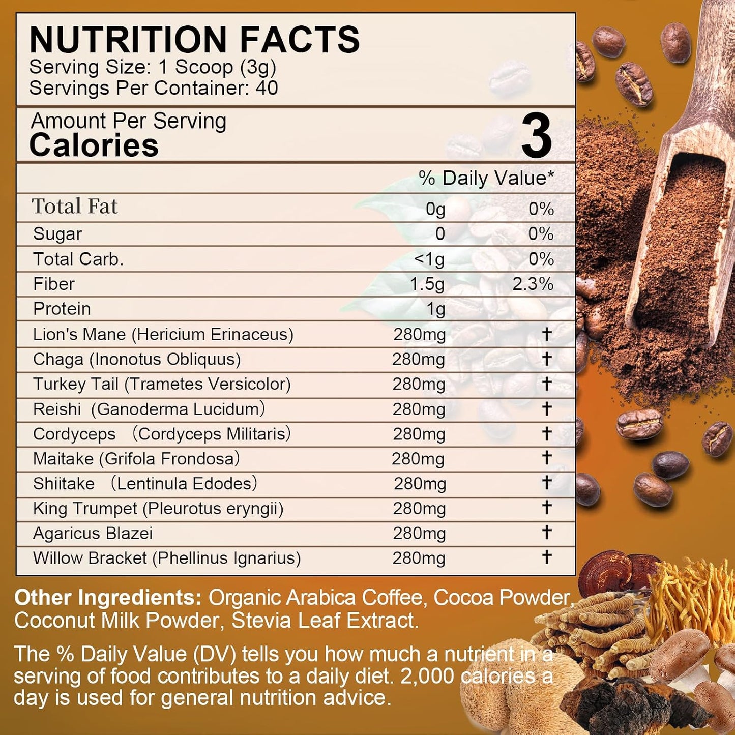 Mushroom Coffee -10 Mushroom Instant Coffee Powder with Lion'S Mane, Reishi, Chaga, Cordyceps, and Turkey Tail | Mushroom Coffee Alternative for Immune Boost, Mental Clarity & Focus, Digestion Health