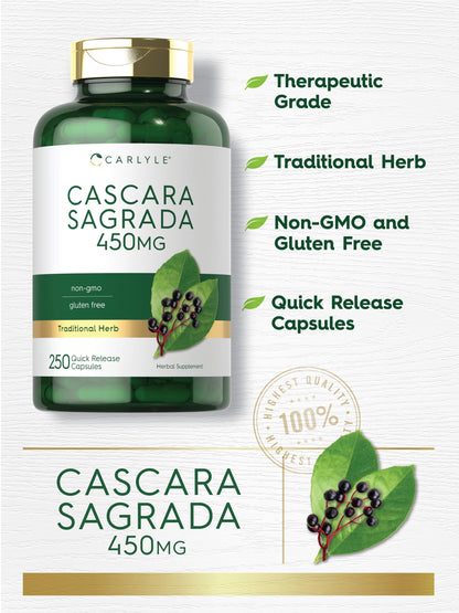 Cascara Sagrada 450 Mg | 250 Capsules | Herbal Supplement | by
