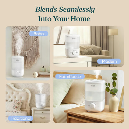 Top Fill Humidifiers for Bedroom, 2.5L Tank for Large Room, Easy to Fill & Clean, 28Db Quiet Cool Mist Air Humidifier for Home Baby Nursery & Plants, Auto Shut-Off for Safety, 25H