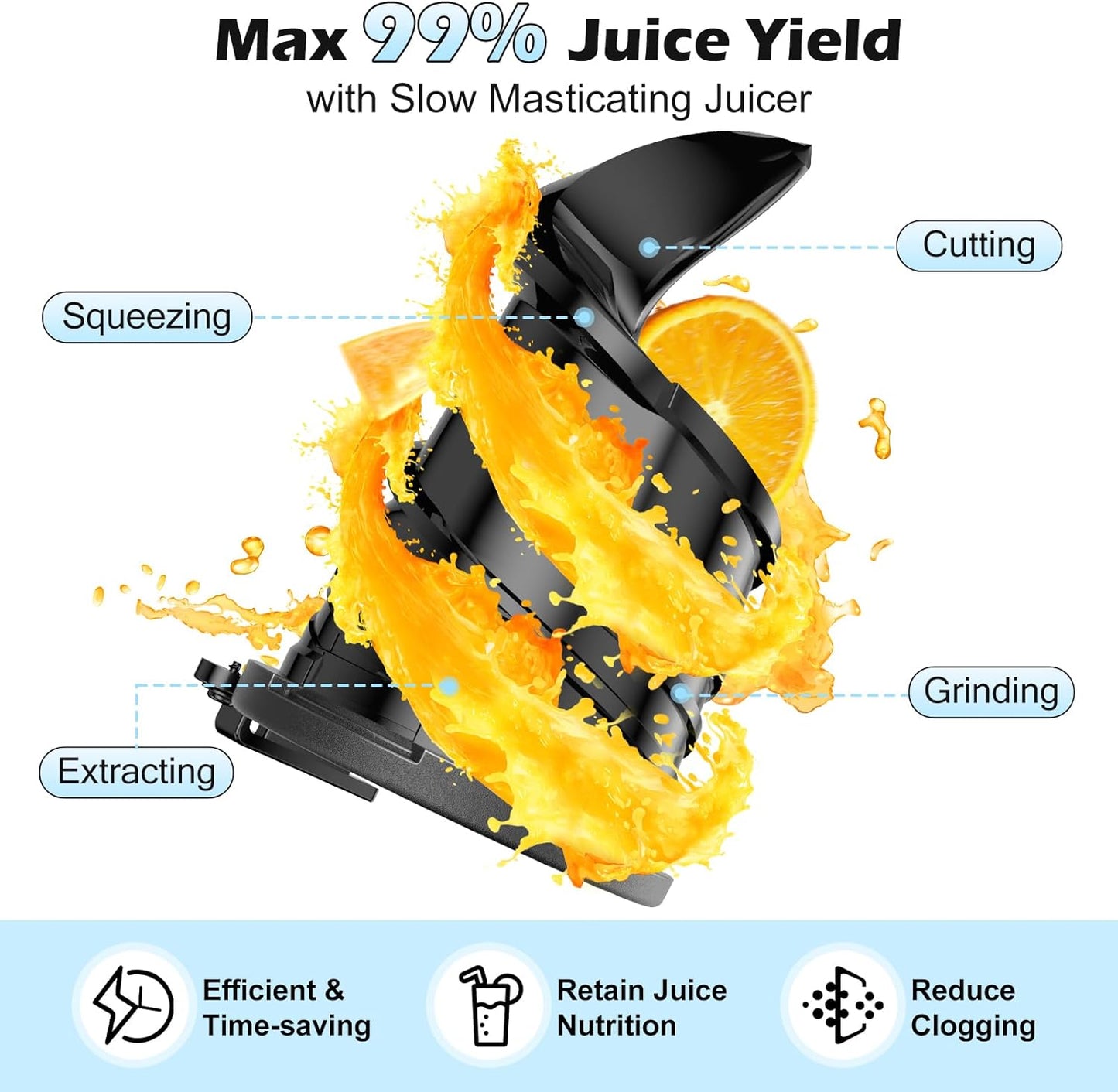 Juicer Machines with 5.8" Large Chute, 2-In-1 Cold Press Juicer for Whole Vegetables Fruits 400W, Masticating Juicer Easy to Clean Juice Extractor Machine for Making Nut Mike, Juice, Premium Gray