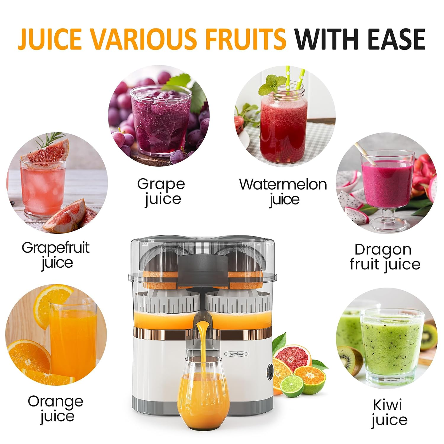 Dual-Head Electric Citrus Juicer — Plug-In with Cleaning Brush