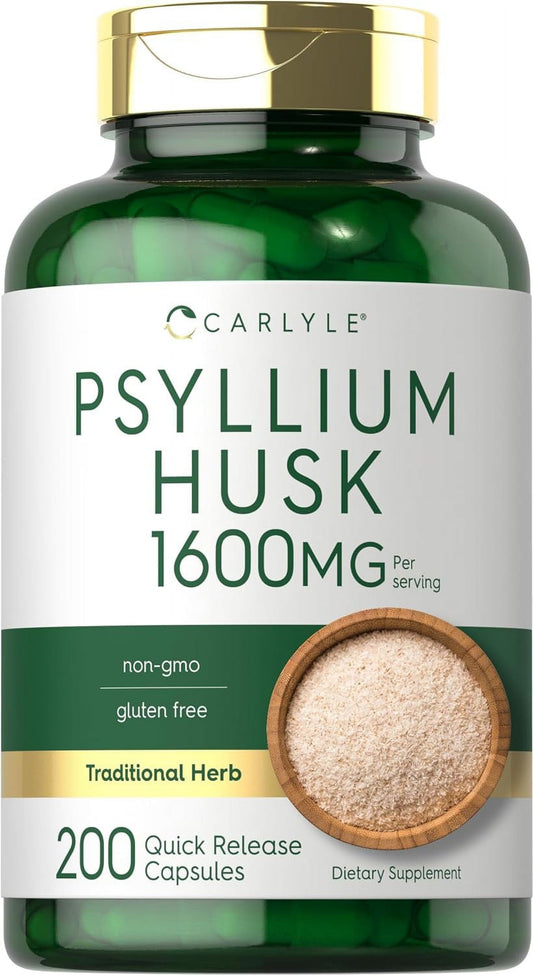 Psyllium Husk 1600Mg | 200 Capsules | Fiber Supplement | by