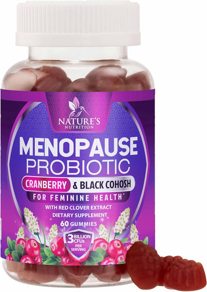Menopause Probiotic Gummies for Women - Advanced Menopause Relief for Women with Black Cohosh - Complete Women'S Probiotics Gummy Supplements for Mild Hot Flashes & Night Sweats Support - 60 Gummies