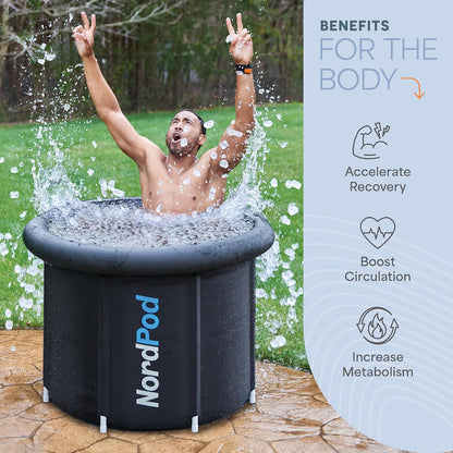 Nordpod Recovery Ice Tub – Portable Cold Plunge Tub for Ice Bath Recovery & Cold Water Therapy – Ice Bath Tub for Athletes – Indoor/Outdoor Cold Plunge Tub Outdoor with All-Weather Lid