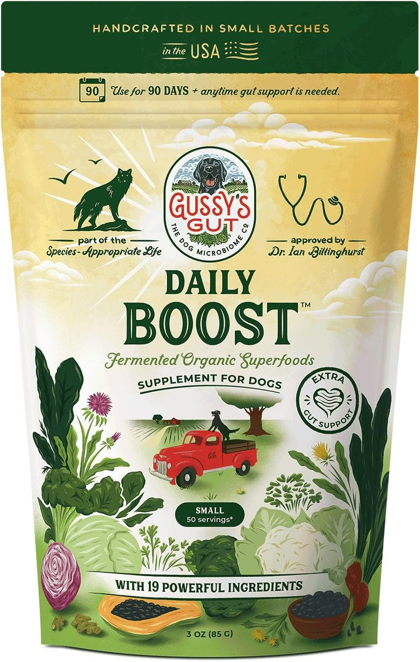 Daily Boost- Fermented Organic Superfood Reset & Reboot Dog Gut Health- Human Grade Pre & Probiotic Digestive Supplement- USA Made Small Batch 19 Ingredient Formula- Reset Phase (3 Oz)