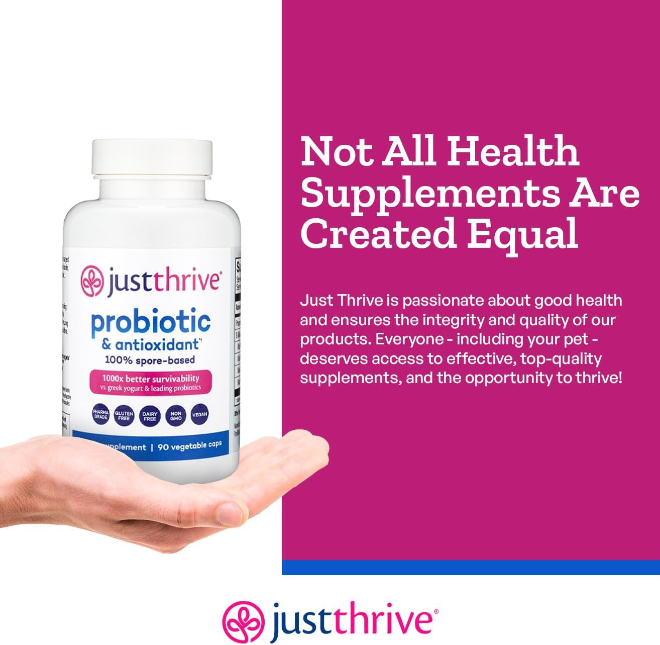 Probiotic & Antioxidant Supplement - 100% Spore-Based Digestive and Immune Support - Gluten Free, 90 Caps
