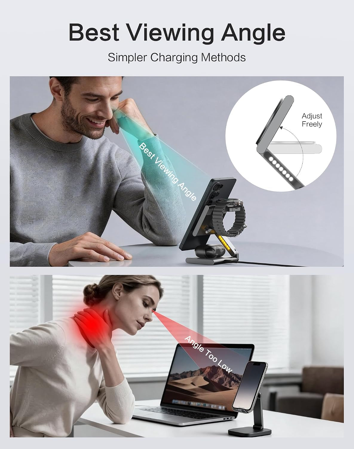 4 in 1 Wireless Charging Station for Samsung, Foldable Aluminum Magnetic Charger with LED Light for Samsung Galaxy S25/Ultra/S24/S23/S22, Galaxy Watch 8/7/6/5, Galaxy Buds/Pro