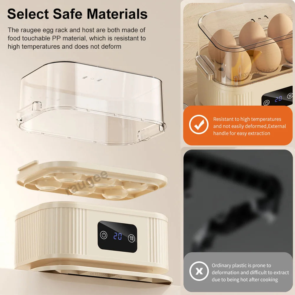 Electric Egg Boiler Mini Egg Cooker with Timer Auto-Shut off Egg Steamer Breakfast Egg Maker 6 Eggs Boiled Machine Egg Cooker