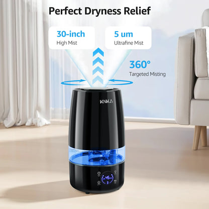 4.5L Humidifier for Room - Quiet, Auto Humidity Control, Essential Oil Diffuser, 40H Runtime, Top Fill, Easy Clean, Anti-Leak