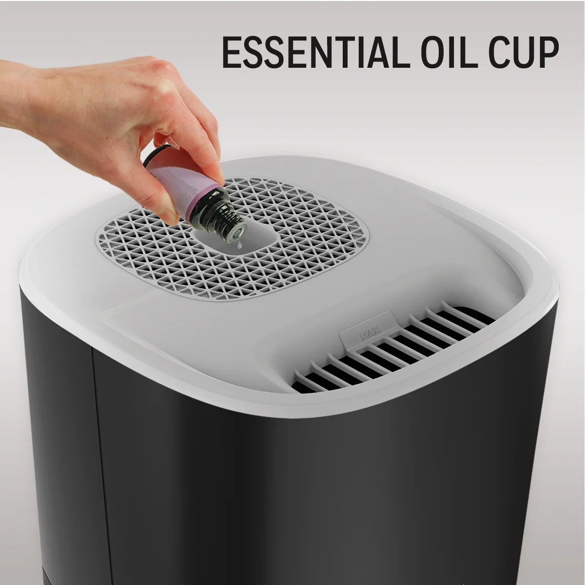 1.5 Gal. 500 Sq Ft Filter Free Warm Mist Humidifier with Essential Oil Cup, Black, HWM440