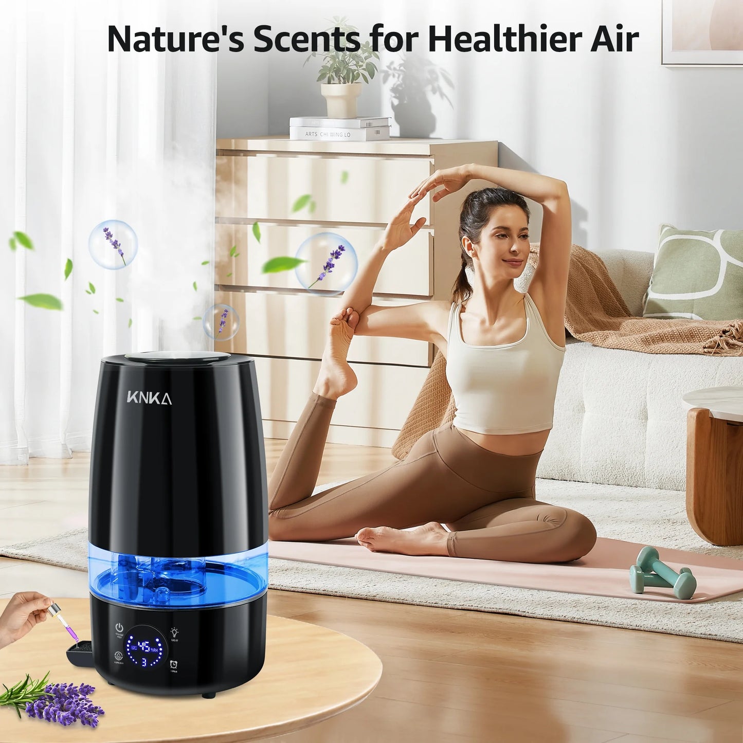 4.5L Humidifier for Room - Quiet, Auto Humidity Control, Essential Oil Diffuser, 40H Runtime, Top Fill, Easy Clean, Anti-Leak
