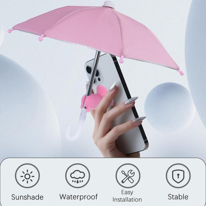 Cell Phone Umbrella for Sun Shade, Universal Adjustable Stand with Cute Piggy Suction Cup, Outdoor Anti-Reflective Glare Blocking Cell Phone Sun Visor, Pink