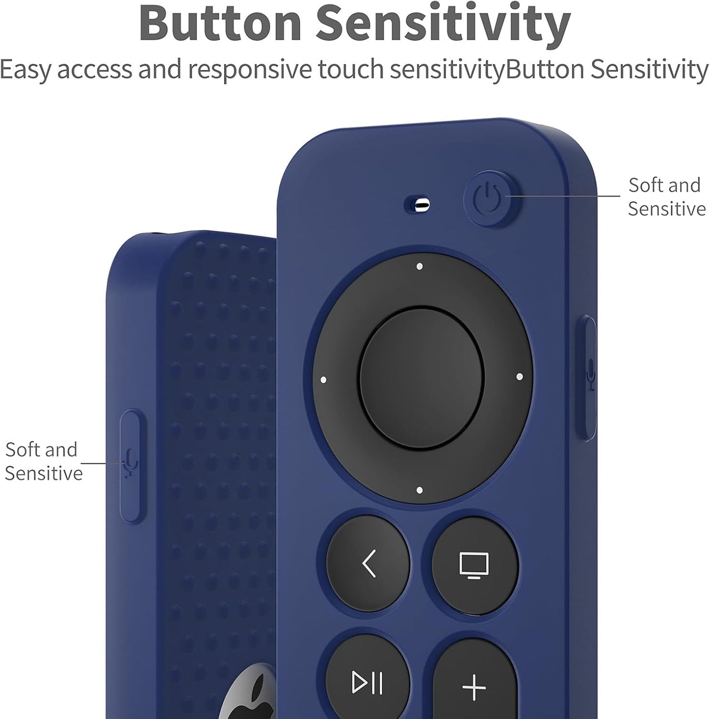 Silicone Cover Compatible with Apple TV Siri Remote 3Rd 2023 Shockproof Protective Case for Apple TV 4K 2Nd 2021 Remote Sleeve with Lanyard(Dark Blue)