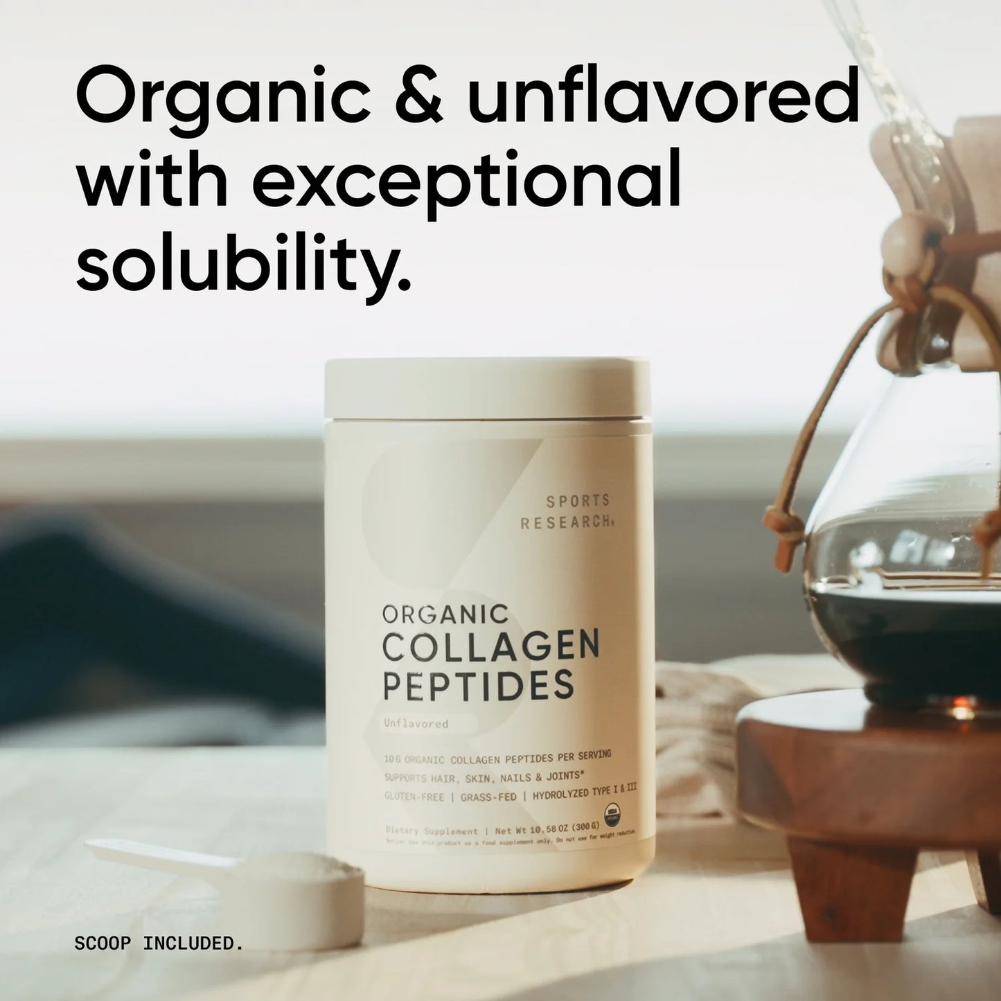 ® SR Organic Collagen Peptides Type I & III Protein from Grass-Fed Cows Unflavored (30 Servings)