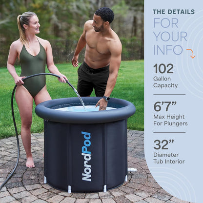 Nordpod Recovery Ice Tub – Portable Cold Plunge Tub for Ice Bath Recovery & Cold Water Therapy – Ice Bath Tub for Athletes – Indoor/Outdoor Cold Plunge Tub Outdoor with All-Weather Lid