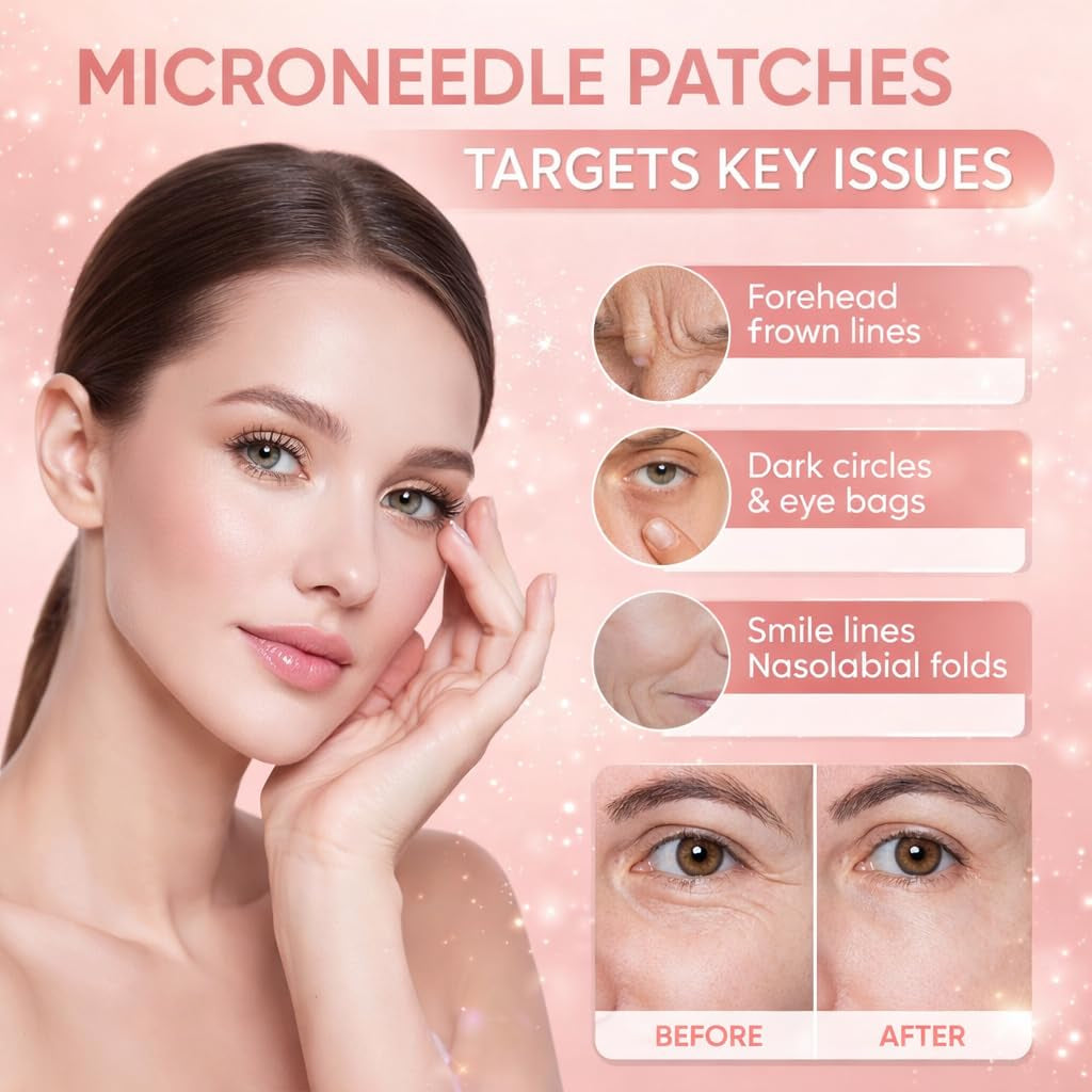 Micro Eye Patches – under Eye Patch with Hyaluronic Acid & Collagen for Dark Circles, Smooth Application Forehead & Smile Line Patches for Women (2)