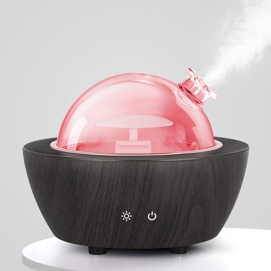280Ml Glass Essential Oil Diffuser Aromatherapy Diffusers Ultrasonic Cool Mist Humidifier with 2 Mist Modes & 7 Color LED Lights and Waterless Auto Shut-Off for Home Office Spa Bedroom,Dark Wood Grain