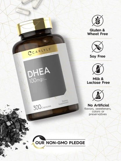 DHEA 100Mg | 300 Capsules | Non-Gmo & Gluten Free Supplement | by Carlyle