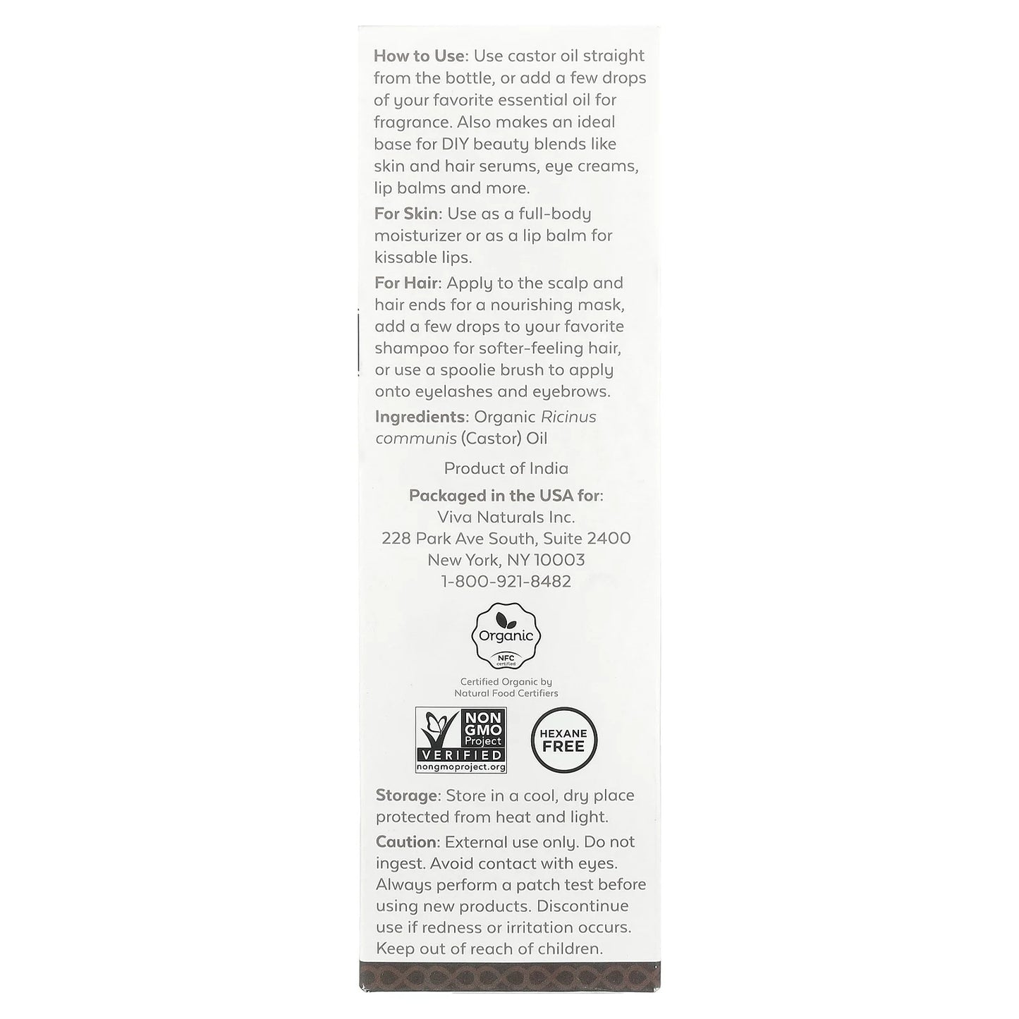 Organic Castor Oil, 16 Fl Oz (473 Ml)