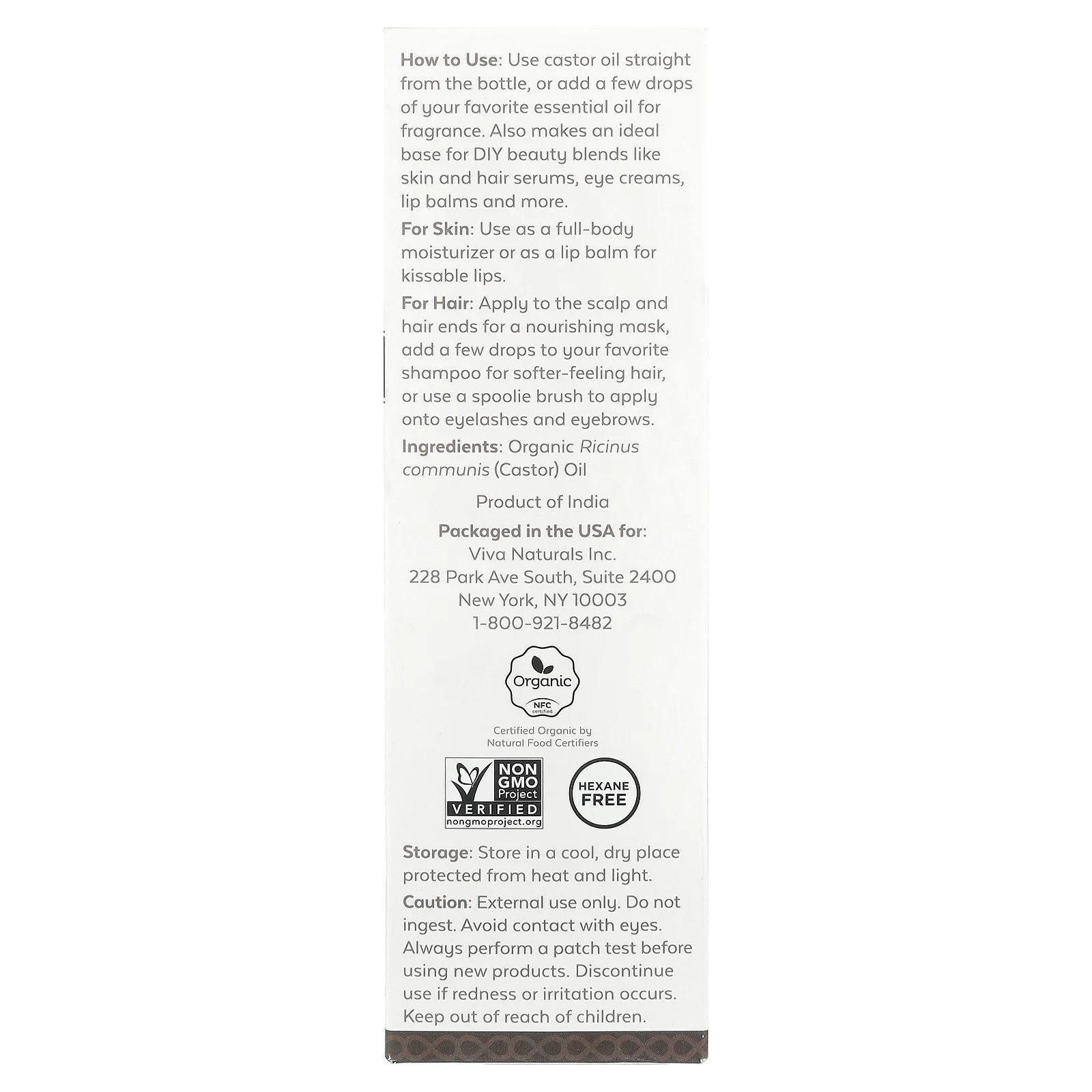 Organic Castor Oil, 16 Fl Oz (473 Ml)