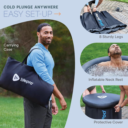 Nordpod Recovery Ice Tub – Portable Cold Plunge Tub for Ice Bath Recovery & Cold Water Therapy – Ice Bath Tub for Athletes – Indoor/Outdoor Cold Plunge Tub Outdoor with All-Weather Lid