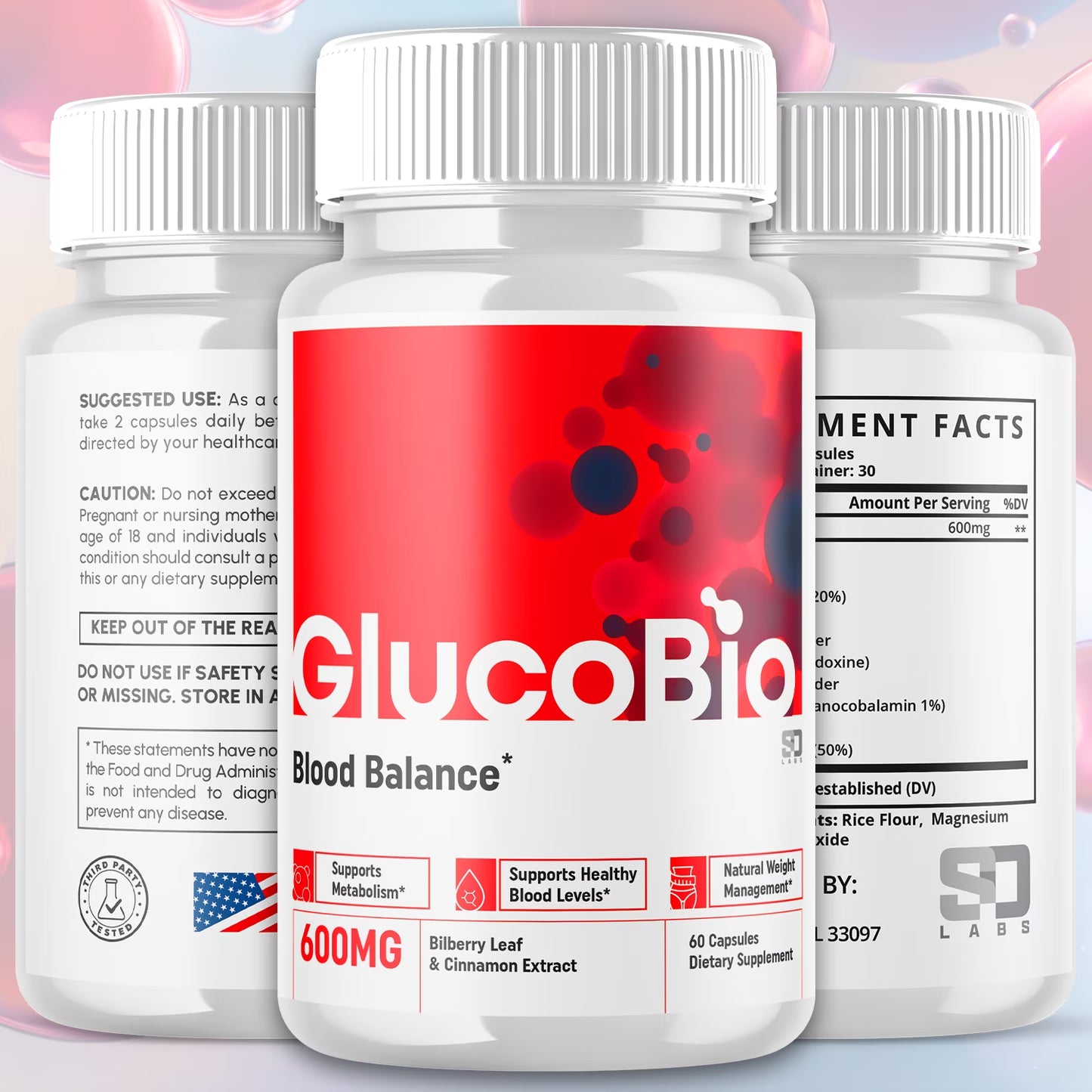Glucobio Advanced Blood Support Supplement 5 Pack