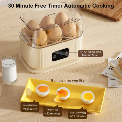 Electric Egg Boiler Mini Egg Cooker with Timer Auto-Shut off Egg Steamer Breakfast Egg Maker 6 Eggs Boiled Machine Egg Cooker