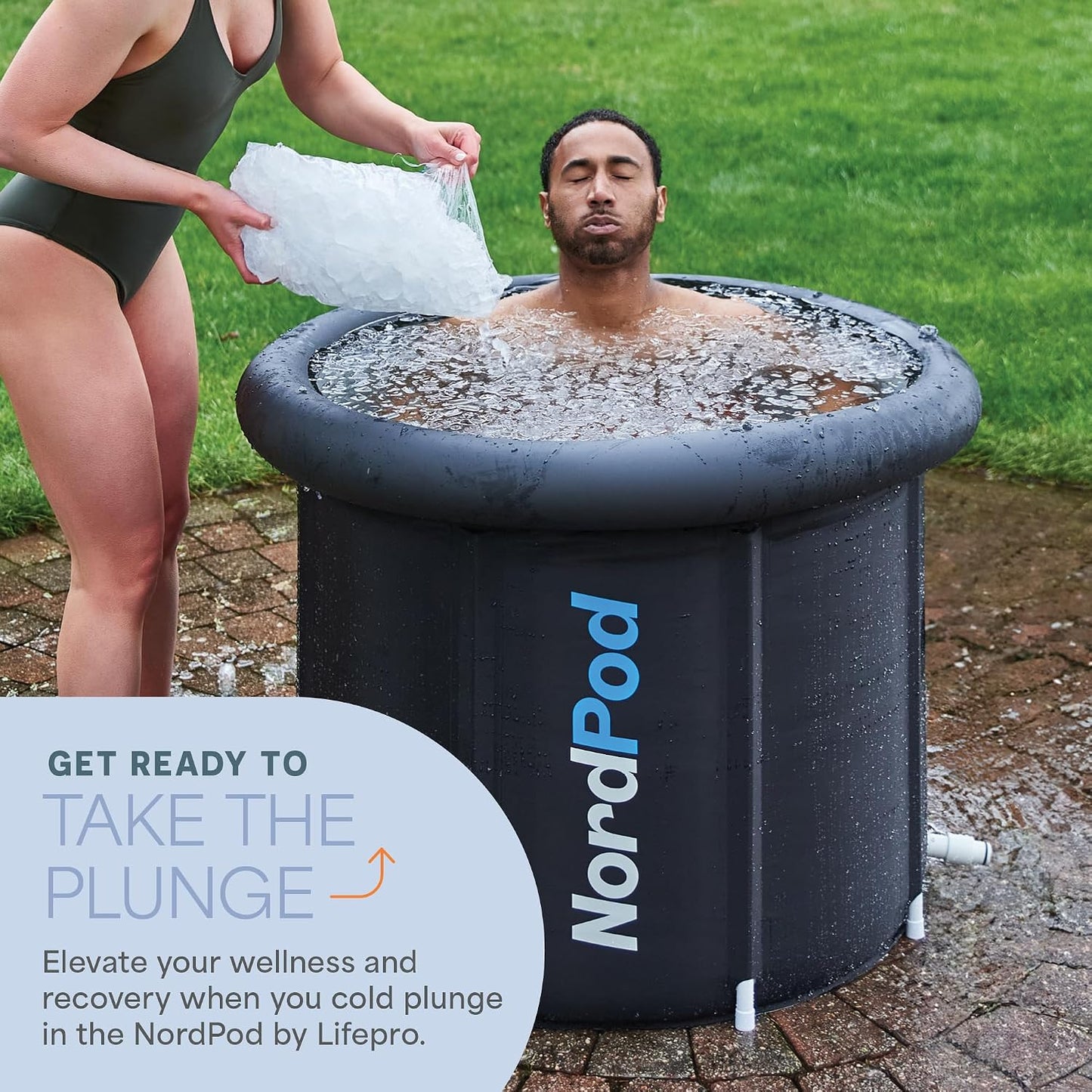 Nordpod Recovery Ice Tub – Portable Cold Plunge Tub for Ice Bath Recovery & Cold Water Therapy – Ice Bath Tub for Athletes – Indoor/Outdoor Cold Plunge Tub Outdoor with All-Weather Lid