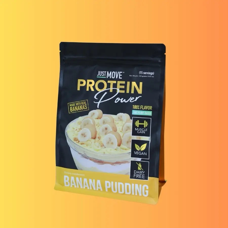 Just Move Protein - Banana Pudding - Vegan (Plant Based) Organic, Dairy Free, Soy Free, Gluten Free, Keto, Peanut Free, 20G Protein, Low Carb, Non GMO Supplements Fitness Dietary Supplement Loaded Workout Nutrition Powder Dessert Flavor Healthy Fruit