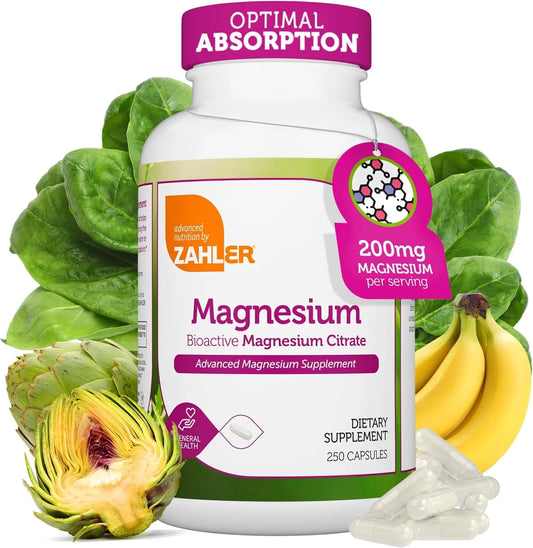 Magnesium Citrate 200 Mg Capsules, Advanced Magnesium Supplements for Muscle & Nerve Health, Bioactive Magnesium, 250 Capsules
