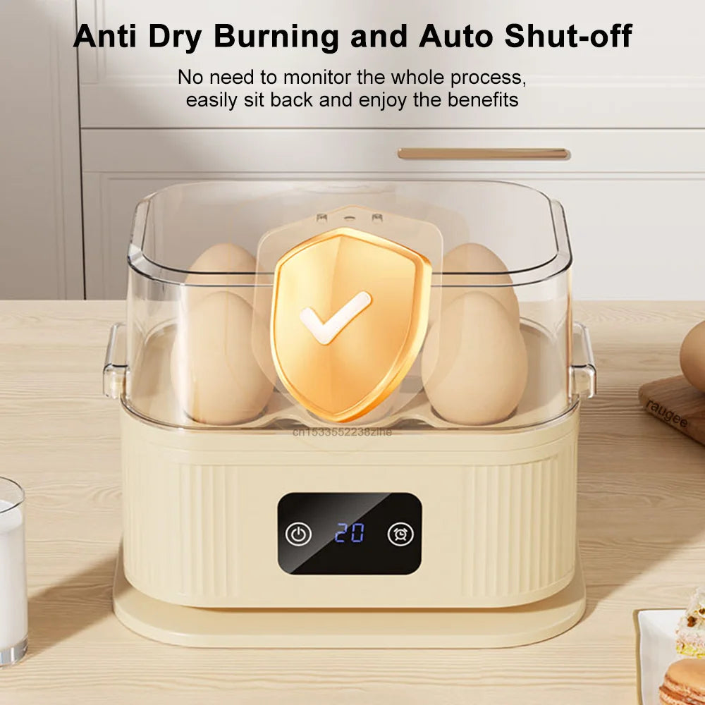 Electric Egg Boiler Mini Egg Cooker with Timer Auto-Shut off Egg Steamer Breakfast Egg Maker 6 Eggs Boiled Machine Egg Cooker