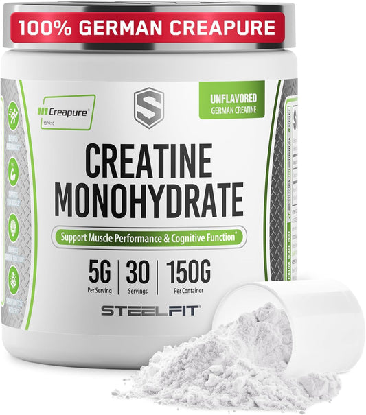 Creapure Creatine Monohydrate Powder - German Creatine Powder for Men & Women - Gym Workout Nutritional Supplements for Muscle Gain, Brain Health & Strength Building, 5G per Serv, 30 Servings